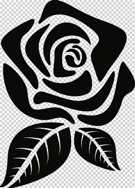 Flor Silueta Rosa Flor Hoja Monocromo Personaje De Ficción Png