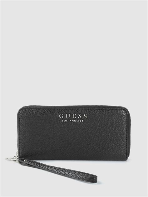 Buy GUESS Women Black Solid Zip Around Wallet With Wrist Loop - Wallets for Women 11845008 | Myntra