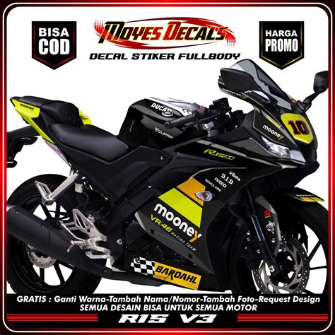 Jual COD Decal Stiker Striping R15 V3 Mooney Racing VR46 Stiker Motor