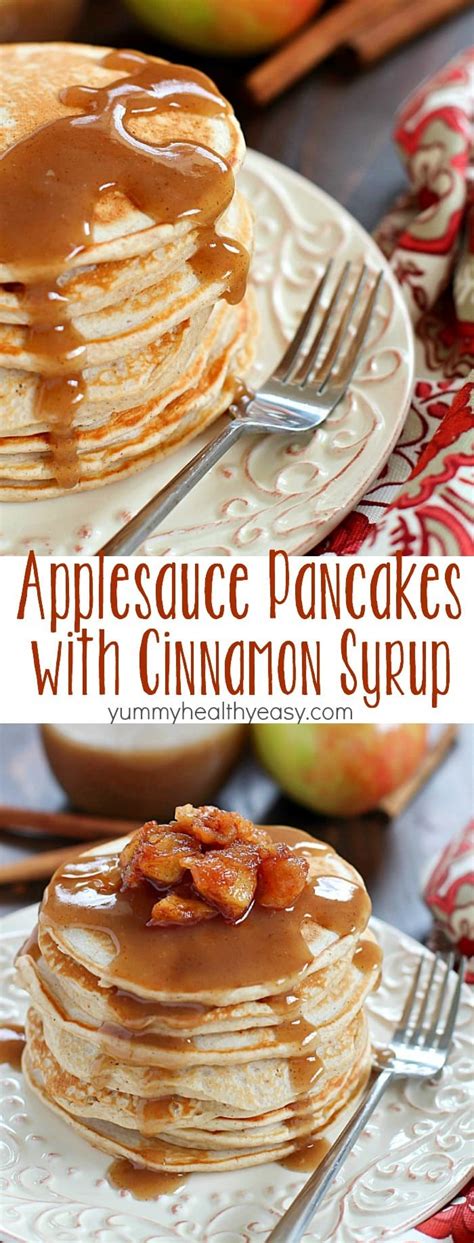 Applesauce Pancakes With Cinnamon Syrup Yummy Healthy Easy