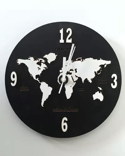 Reloj De Pared De Madera Anal Gico Dise O Mapa Mundi X En Venta En