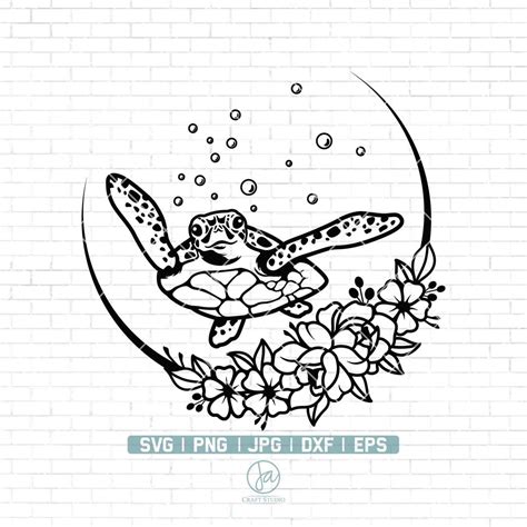 Floral Turtle Svg Sea Turtle Svg Flower Turtle Svg Turtle Svg Turtle