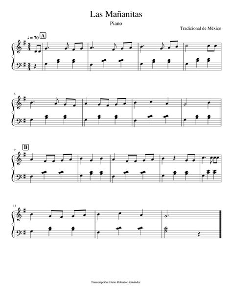 Las Mañanitas Piano Sheet music for Piano Solo Easy Musescore