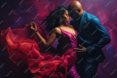 A Loving African American Couple Dancing Latin Dances In Red Premium Ai Generated Image