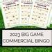 Big Game Commercial Bingo Game Updated Set Of Pdf Etsy