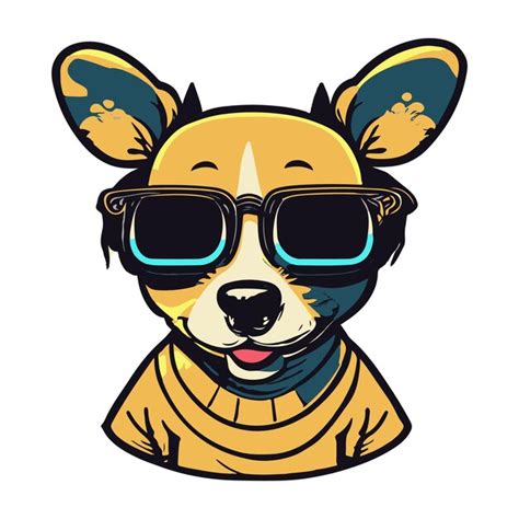 Kawaii lindo perro feliz con gafas de sol vector de diseño de camiseta