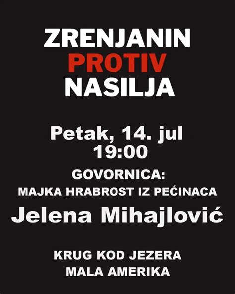 Zrenjanin U petak uveče novi protest protiv nasilja Autonomija