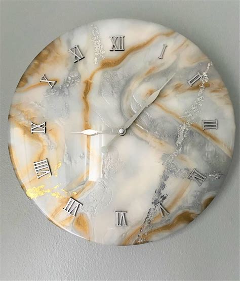 Resin Wall Clock Handmade 12 Round Epoxy Resin Wood Etsy Epoxy