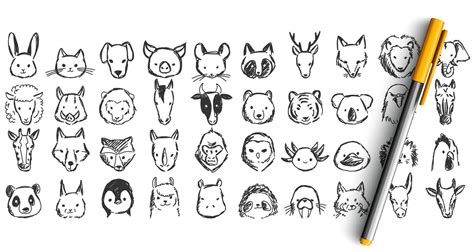 Animals doodle set 23173797 Vector Art at Vecteezy