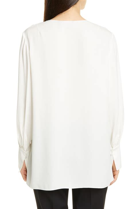 Theory Fluid Tie Neck Silk Tunic In White Lyst