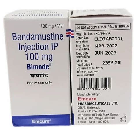 Bendamustine Bimode 100 Mg Injection At Rs 1951vial Bendit