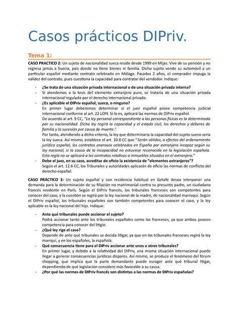 Casos Practicos Resueltos Casos Pr Cticos Dipriv Tema Caso