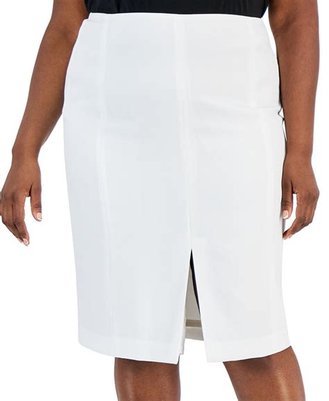 Kasper Plus Size Stretch Crepe Front Slit Pencil Skirt Macys