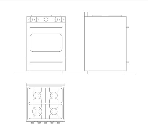 Cucina Con Forno E Cassetto DWG Blocco CAD Scarica Gratis