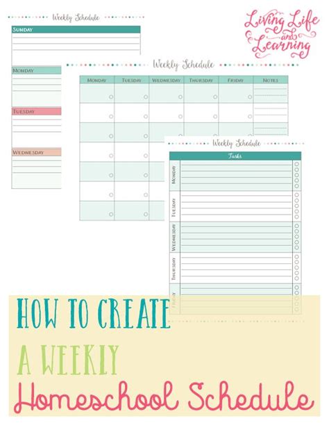 Free Homeschool Weekly Schedule Printable