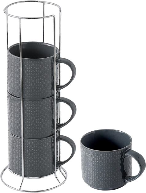 Amazon Hasense Coffee Mugs Set Of With Stand Oz Porcelain