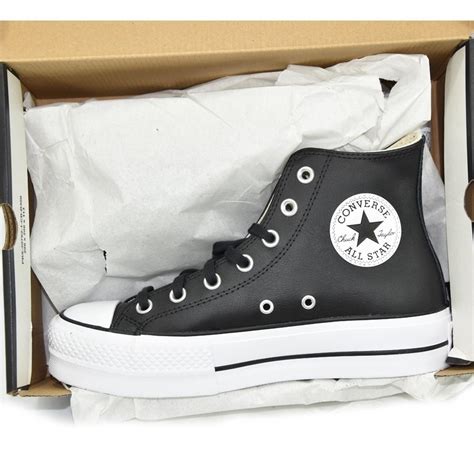 Converse Tenis Plataforma Bota Piel Negro Originales Env O Gratis