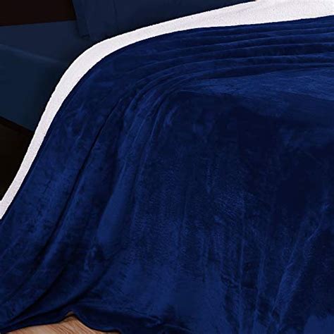 Utopia Bedding Sherpa Blanket Twin Size Navy 90x66 Inches 480gsm Thick Warm Plush Fleece