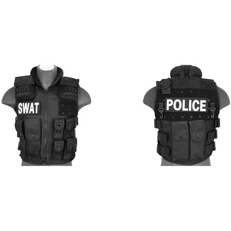 UK Arms SWAT/Police Law Enforcement Replica Tactical Vest w/ Patches ...