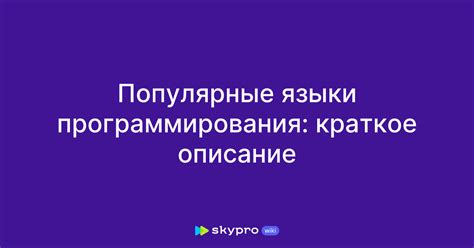 Популярные языки программирования: краткое описание