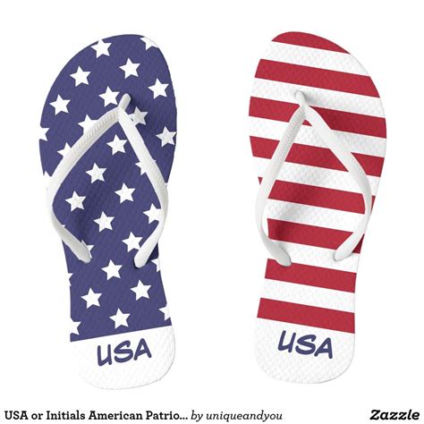 Usa Or Initials American Patriotic Flag Flip Flops Patriotic Outfit