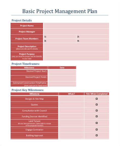 Example Of Project Management Plan