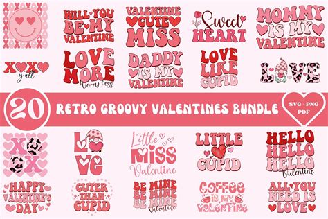 Retro Groovy Valentines Day SVG Bundle Gráfico por Creation By HB