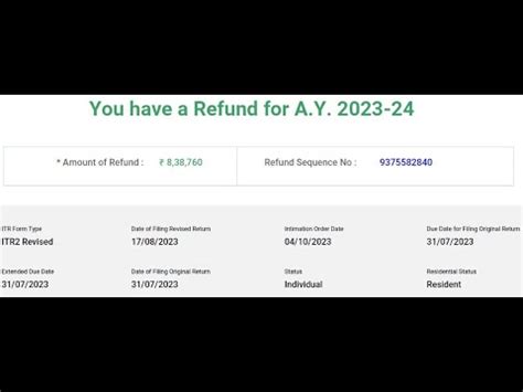 Section Bifurcation Of Arrears Refund Credited Rs For