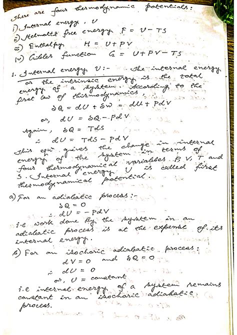 Solution Thermodynamic Potentials Studypool