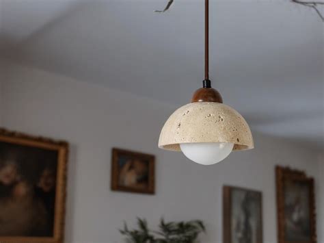 Rustic Hanging Pendant Light Wabi Sabi Style Ceiling Lamp Natural