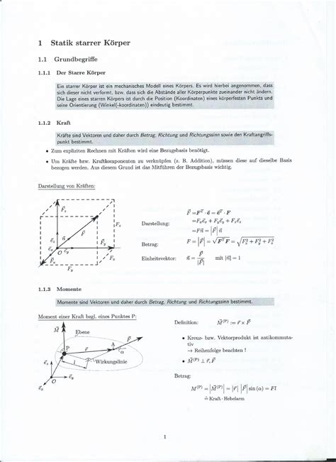 Statik Formelsammlung Statik Und Elementare Festigkeitslehre Studocu
