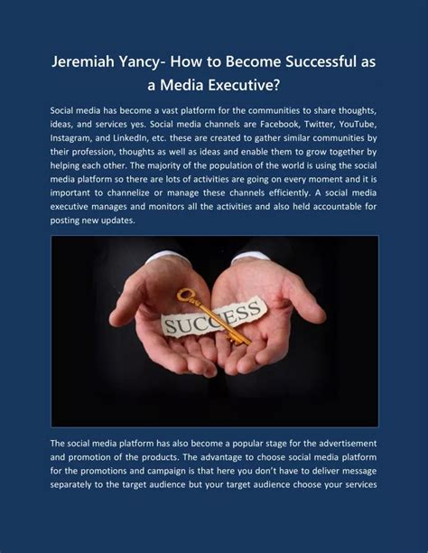 Ppt Jeremiah Yancy How To Become Successful As A Media Executive