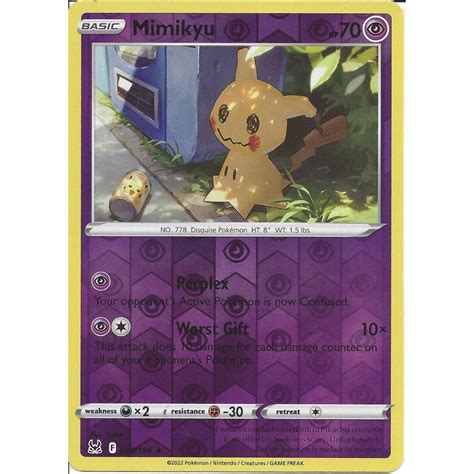 Pokemon Trading Card Game 080 196 Mimikyu Reverse Holo SWSH 11 Lost