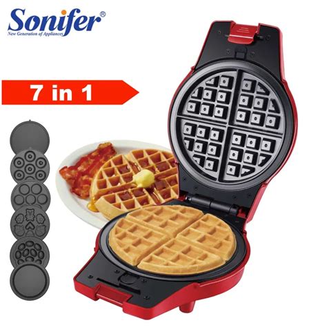 Electric Round Waffle Maker In Cooking Kitchen Appliances Breakfast