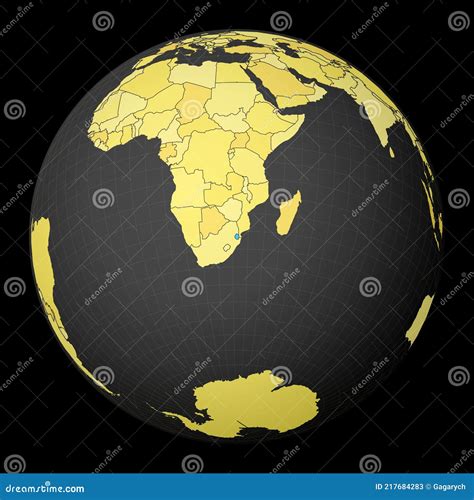 Swaziland On Dark Globe With Yellow World Map Stock Vector