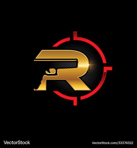 Gun tactical logo initial letter r Royalty Free Vector Image