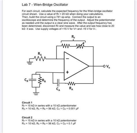 Solved Lab 7 Wien Bridge Oscillator For Each Circuit Chegg