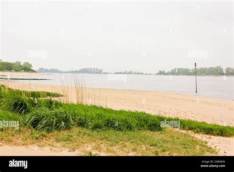 Rough And Cold Weser Beach In Brake Unterweser Lower Saxony Germany