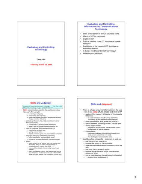 Evaluating And Controlling Technology