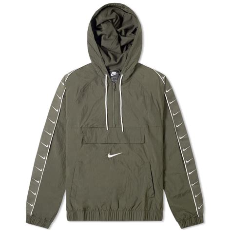 Nike Taped Swoosh Windbreaker Jacket Olive Green Mrsorted