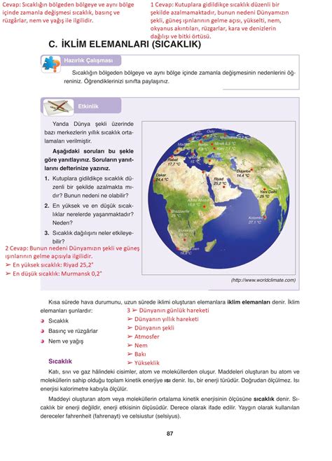 9 Sınıf Coğrafya Gün Yayınları Sayfa 87 Cevapları