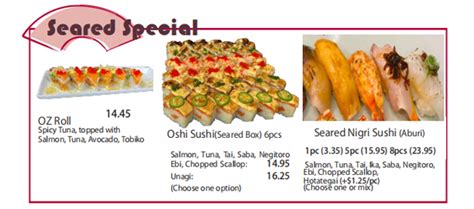 Tentatsu Japanese Restaurant Burnaby Menu