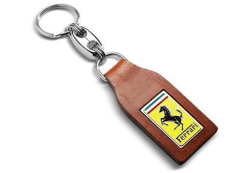 genuine-ferrari-classic-brown-leather-key-ring | Leather keyring ...