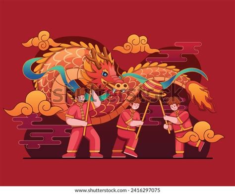 Chinese New Year 2024 Dragon Dance Stock Vector (Royalty Free ...