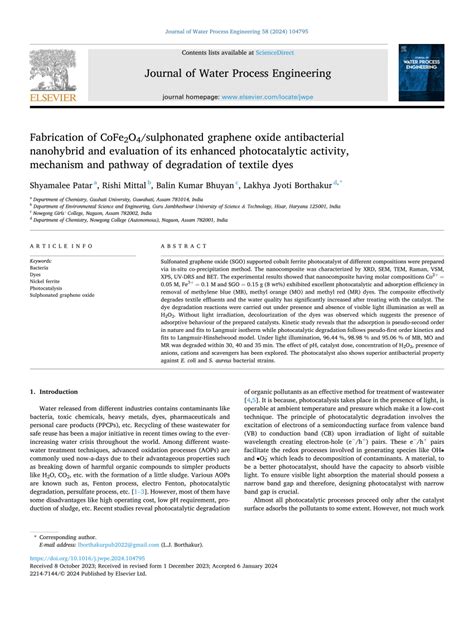 Pdf Fabrication Of Cofe O Sulphonated Graphene Oxide Antibacterial