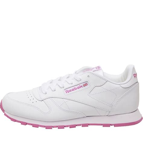 Buy Reebok Classics Junior Girls Classic Leather Trainers Whitepink Frenzy