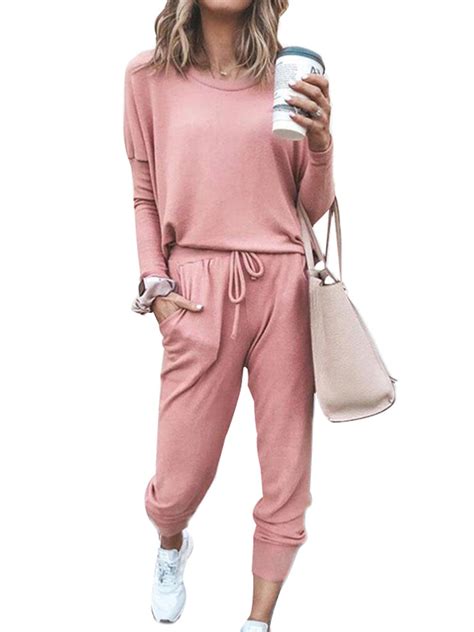 Piece Tracksuit Sets For Womens Sweatsuits Solid Color Pullover T