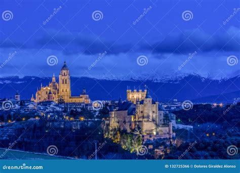 View of Segovia with Alcazar and Cathedral. Spain Stock Photo - Image ...