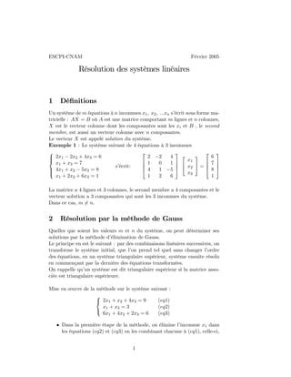 Algèbre resolution des systemes lineaires PDF