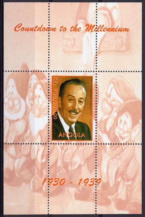 Angola Walt Disney The Seven Dwarfs Souvenir Sheet Perforated Mnh